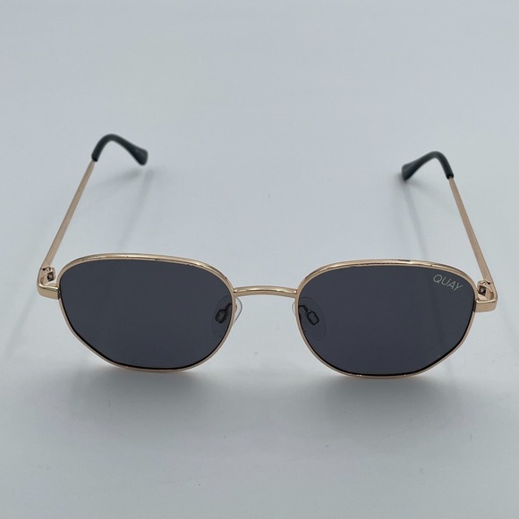 Quay Big Time Geometric Round Sunglasses Gold Frame Polarized Lightweight 126 - Picture 1 of 13